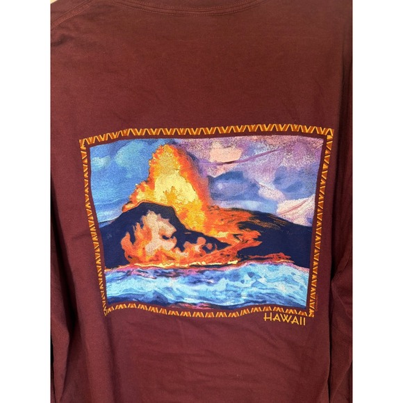 Crazy Shirts Mens XXL Long Sleeve Hawaii Volcano Lava Ocean Graphic T Shirt - Picture 2 of 7